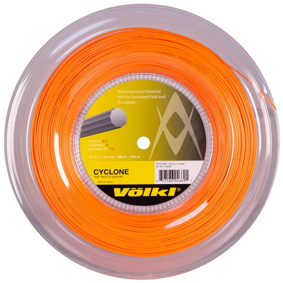 VOLKL Cyclone | Tennis Racquet String | Spin & Control | Ten-sided co-polymer (Orange, 18g Reel)