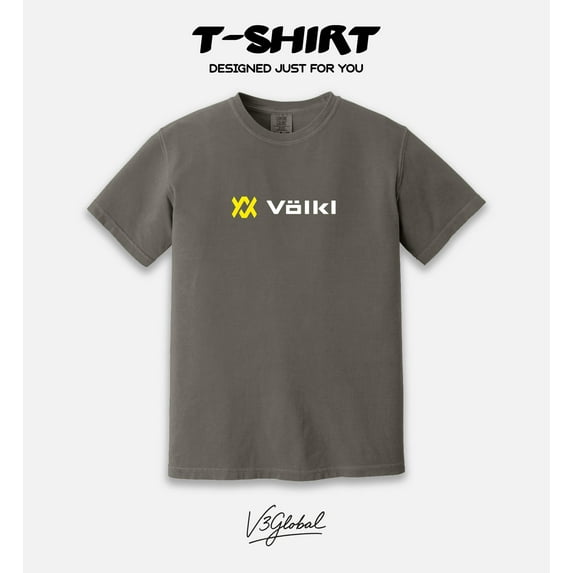 Volkl Sports Black Ski Snowboard Winter Gear Alpine Comfort Color T-Shirt, for men & women, up to size 4XL