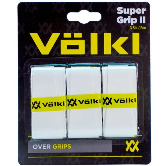 VOLKL SUPER GRIP II | Cotton | Overgrip | High Performance Tennis Grip (White, 3 Pack)