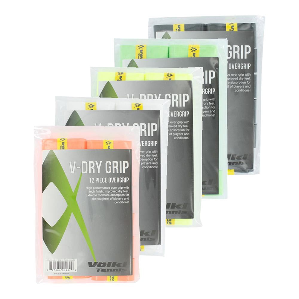 VOLKL V-Dry Grip | Overgrip | High Performance Tennis Grip (Neon Yellow, 12 pack)