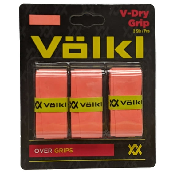 VOLKL V-Dry Grip | Overgrip | High Performance Tennis Grip (Flou Orange, 3-Pack)