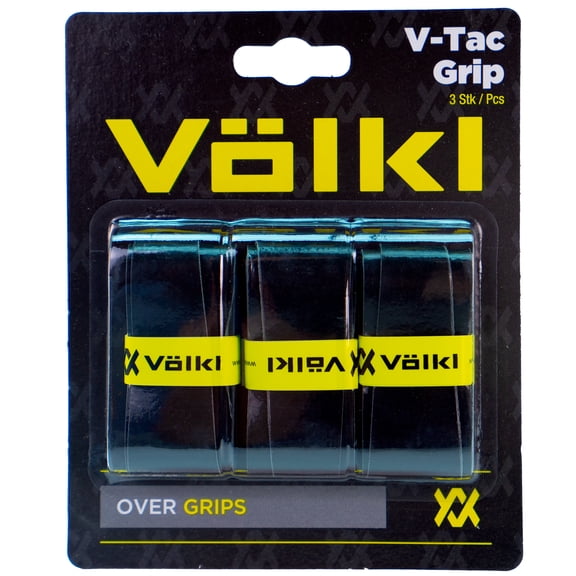 VOLKL V-Tac Grip | Overgrip | Ultra Thin | Ultra Tacky | Super Absorbent | High Performance Tennis Grip (Black, 3 Overgrips per Package)