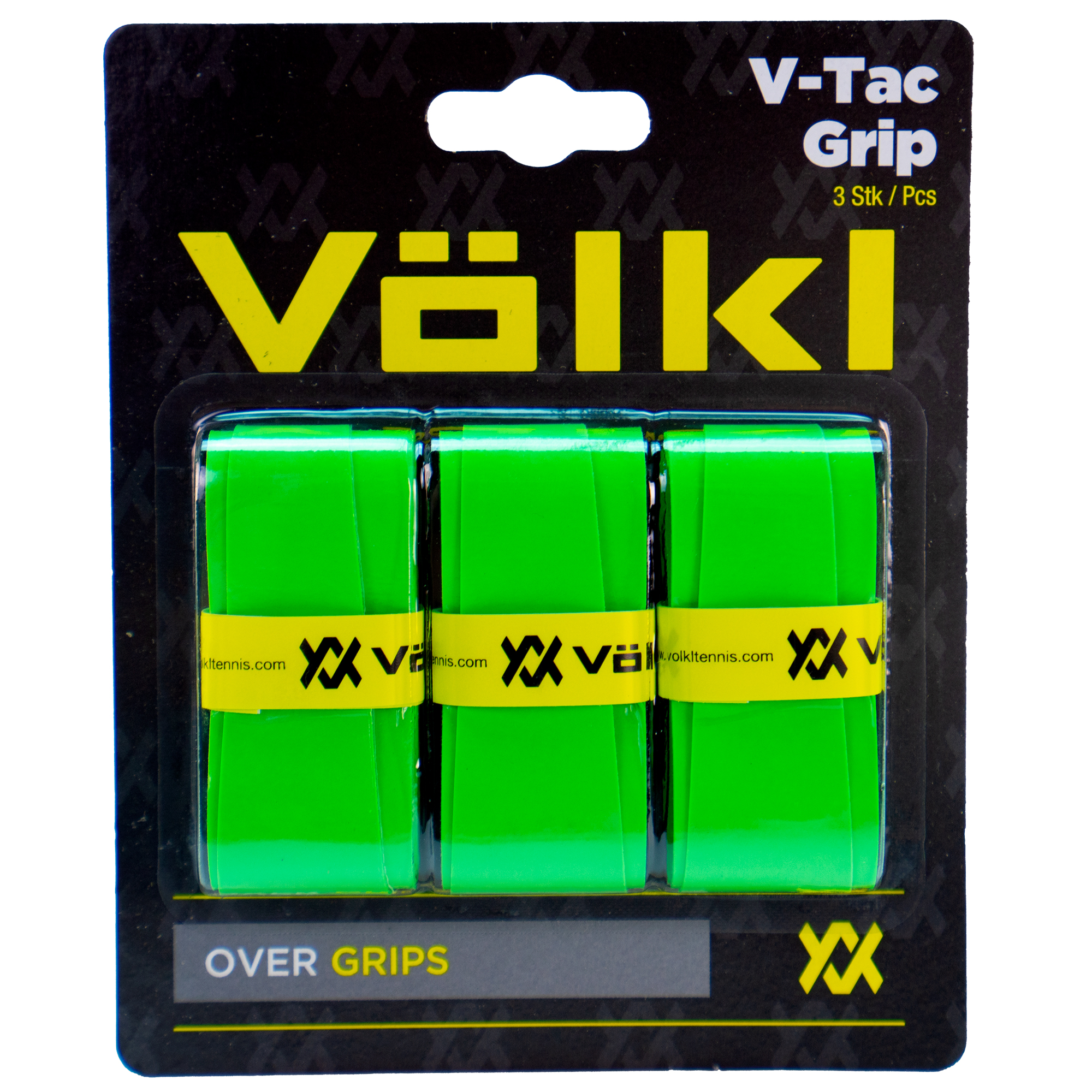 VOLKL V-Tac Grip | Overgrip | Ultra Thin | Ultra Tacky | Super Absorbent | High Performance Tennis Grip (Neon Green, 3 Overgrips per Package)