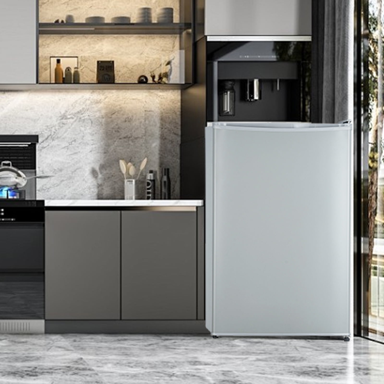 Volkmi 4.5 cu ft Refrigerator, Stainless Steel Door, Platinum Series White