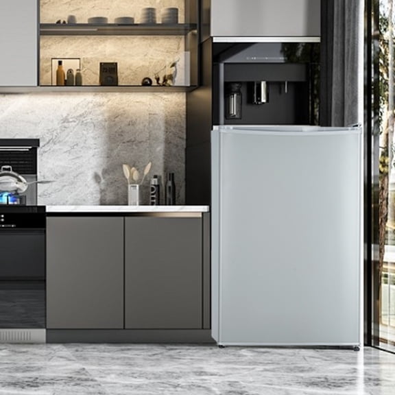 Volkmi 4.5 cu ft Refrigerator, Stainless Steel Door, Platinum Series White