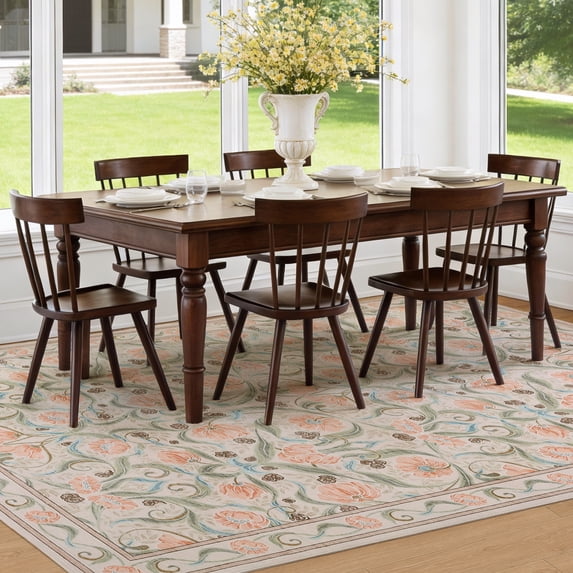 Volkmi Area Rugs for Living Room,Washable Rugs Ultra-Thin Oriental Non-Slip Non Shedding Accent Carpet for Bedroom Dining Room 8*10ft Beige