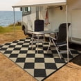 thumbnail image 1 of Volkmi Reversible Outdoor Rug – Waterproof Plastic Straw Patio Carpet, Modern Diamond Design, Easy Clean, Collapsible & Portable with Carry Bag – Perfect for Camping,Beach – 9*12ft, 1 of 8