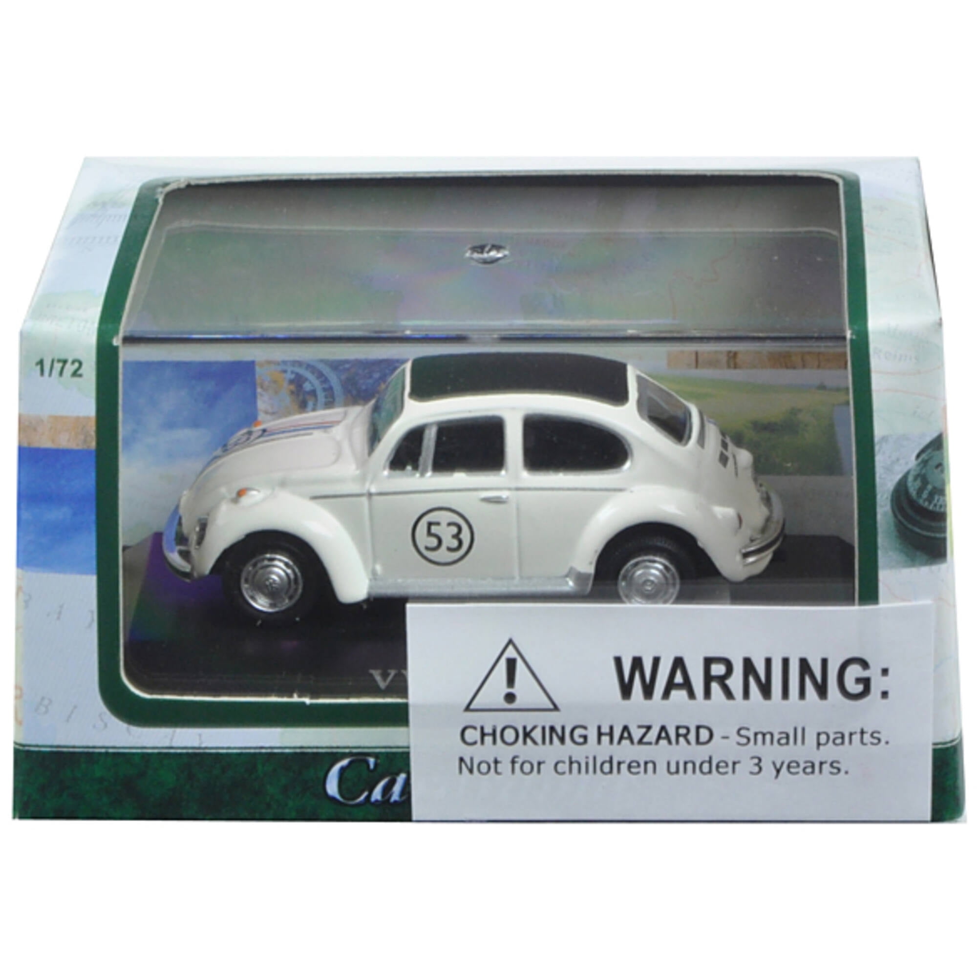 Volkswagen Beetle #53 White in Display Case 1/72 Diecast Model Car by Cararama