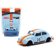 Volkswagen Beetle Low Ride #20 Light Blue and Orange Collaboration Model 1/64 Diecast Model Car by Schuco & Tarmac Works
