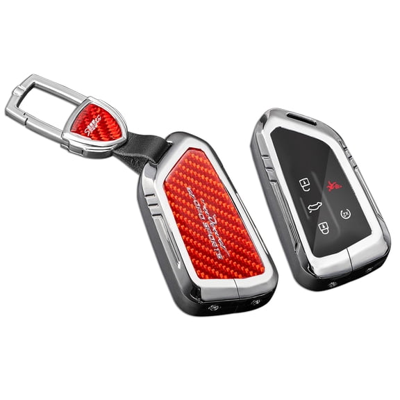 for Volkswagen Key Fob Cover with Keychain,Real Carbon Fiber Zinc Alloy Protection Key Case Compatible with VW ID3 ID4 MK8 Golf GTI Skoda Octavia Enyaq Smart Key shell Accessories