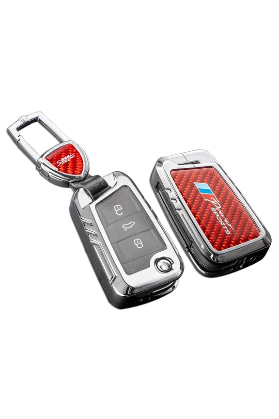 for Volkswagen Key Fob Cover with Keychain,Real Carbon Fiber Zinc Alloy Protection Key Case Compatible with VW Key Shell Smart Remote keyless Entry Accessories