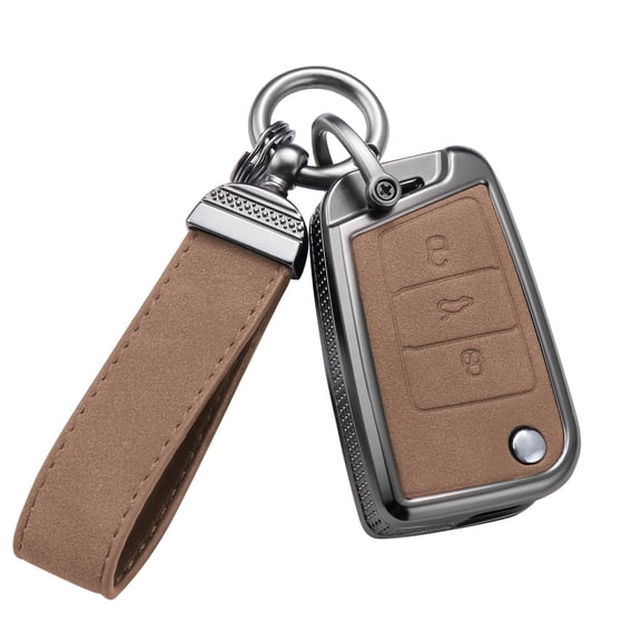 for Volkswagen Key Fob Cover with Keychain,Stylish and Durable Zinc Alloy Protection Key Case Compatible with VW Atlas Golf Jetta Tiguan Passat GTI Key shell Accessories