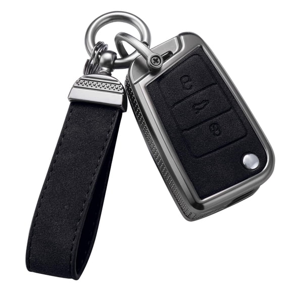 for Volkswagen Key Fob Cover with Keychain,Stylish and Durable Zinc Alloy Protection Key Case Compatible with VW Atlas Golf Jetta Tiguan Passat GTI Key shell Accessories
