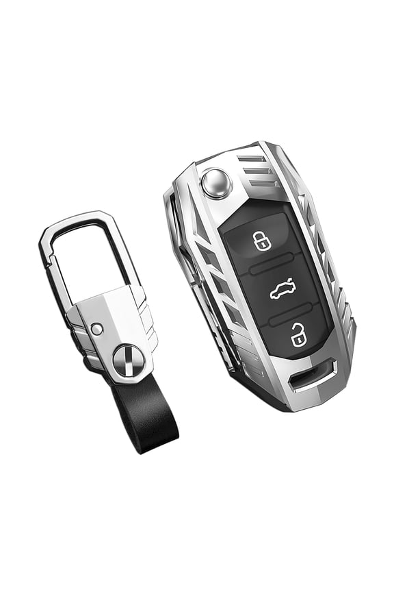 for Volkswagen Key Fob Cover with Keychain,Stylish and Durable Zinc Alloy Protection Key Case Compatible with VW Atlas Golf Jetta Tiguan Passat GTI Key shell Accessories