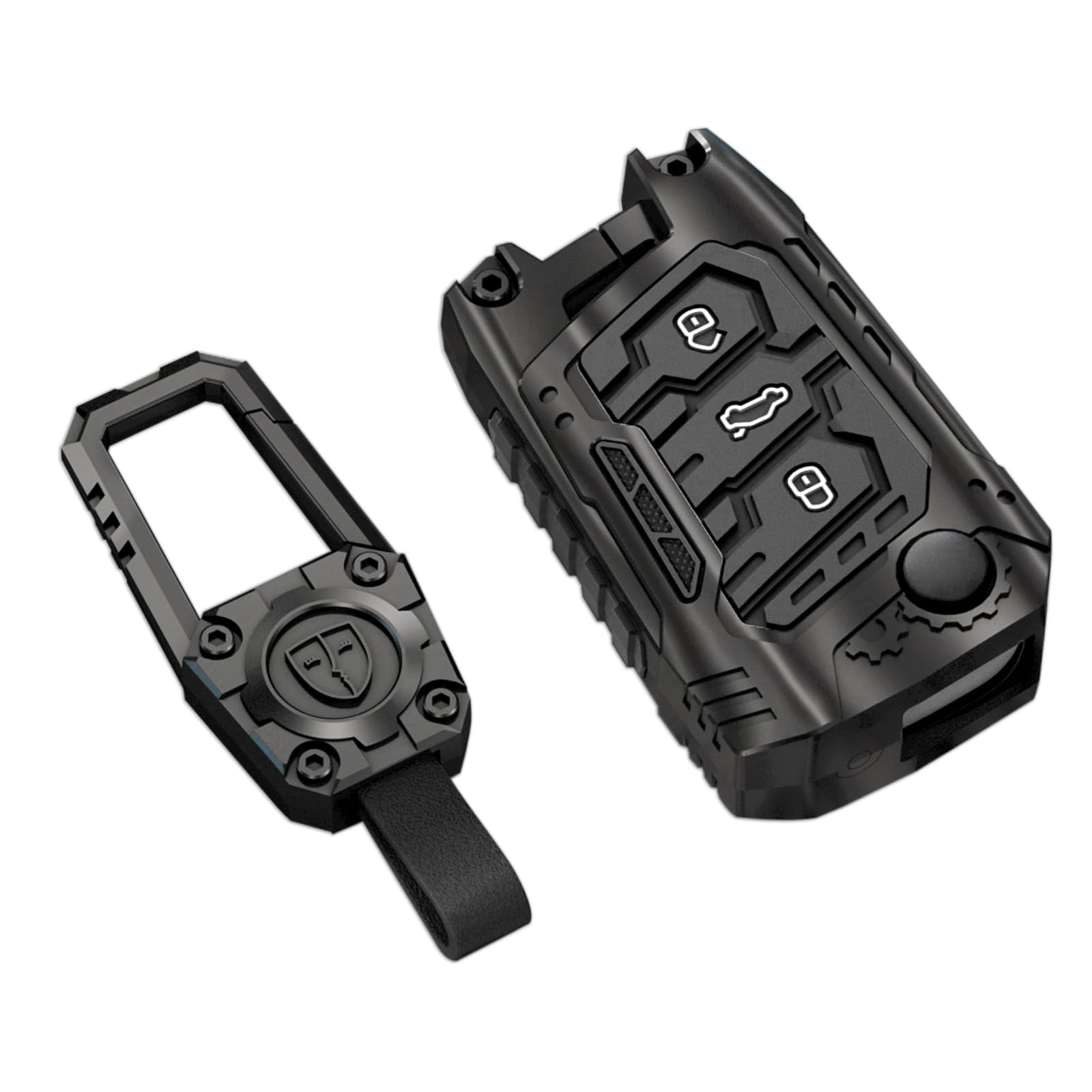 For Volkswagen Key Fob Cover with Keychain,Zinc Alloy Protection Car Key Case Accessories for Jetta Atlas Golf Alltrack GTI Passat Tiguan Silicone Smart Keyless Keyshell