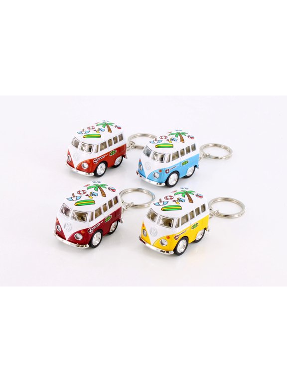 Volkswagen Little Van Keychain with Summer Decor, Asstd - Kinsmart 2002DFK, 2" Scale Set of 12 Cars