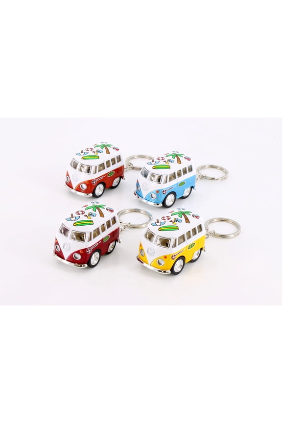 Volkswagen Little Van Keychain with Summer Decor, Asstd - Kinsmart 2002DFK, 2" Scale Set of 12 Cars