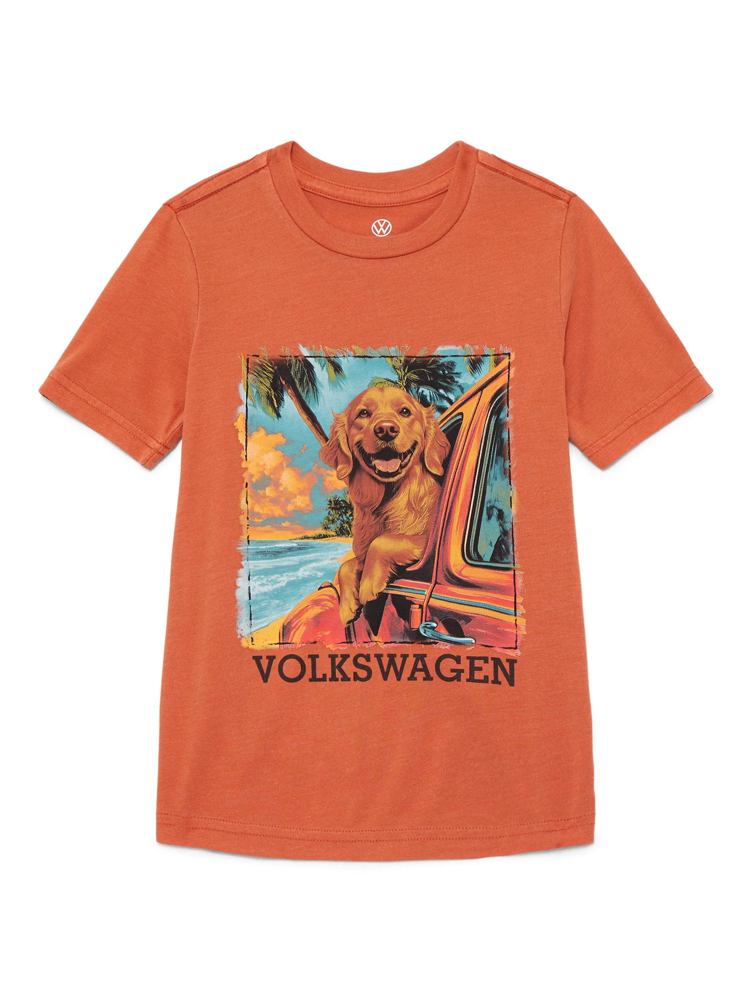 Volkswagen Boys Golden Retriever Graphic Tee with Short Sleeves, Sizes 4-18