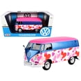 thumbnail image 1 of Volkswagen Type 2 (T1) Delivery Van "Love" Pink and Blue Metallic 1/24 Diecast Model Car by Motormax, 1 of 3