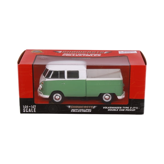 Volkswagen Type 2 (T1) Double Cab Pickup, Green/White - Showcasts 71343GN - 1/24 Scale Diecast Model Car