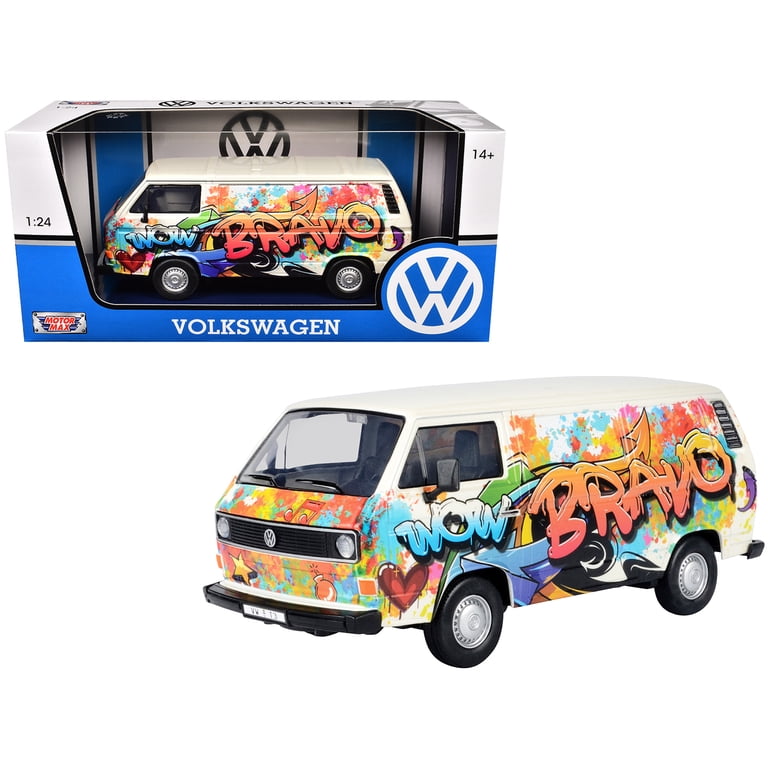 Volkswagen Type 2 (T3) Van White Metallic with Graffiti Graphics 1 