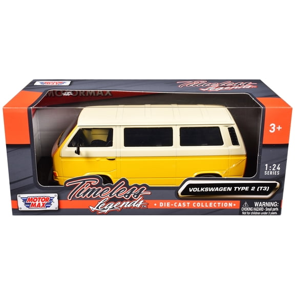 Volkswagen Type 2 (T3) Van Yellow and Beige "Timeless Legends" Series 1/24 Diecast Model Car by Motormax