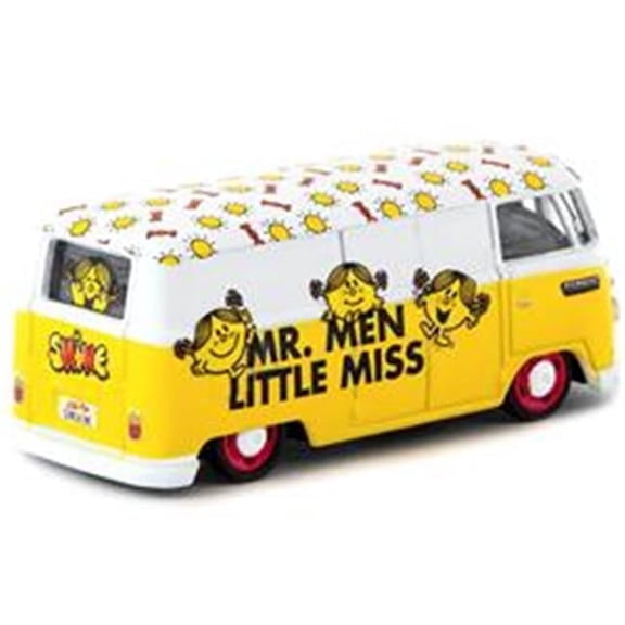Volkswagen Type II T1 Panel Van Little Miss Sunshine Mr. Men & Little Miss Collab 64 Series 1 by 64 Scale Diecast Model Car, Yellow & White