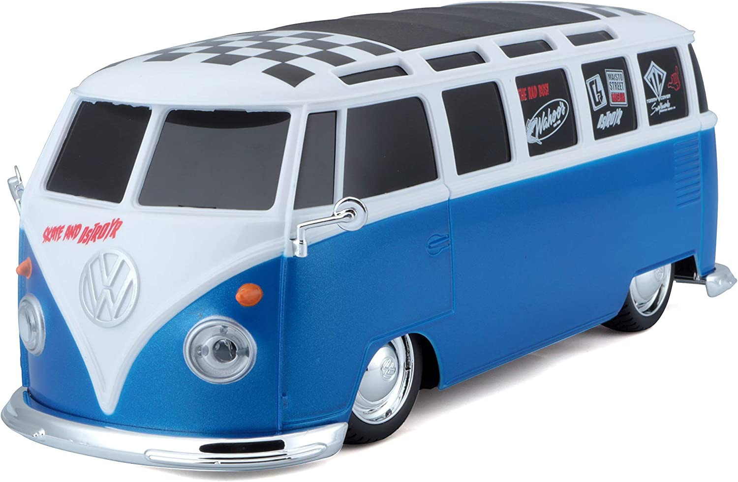 Volkswagen Van "Samba" 1:24 Scale White / Blue Remote Control R/C Car Toy