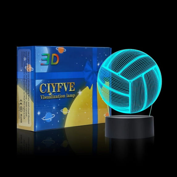 Volleyball 3D Night Light Touch Control - 7 Colors Auto Gradient Night Light, Acrylic and ABS Base Optical Illusion Nightlight, Suitable for Decorating Room, Children's Holiday Gifts
