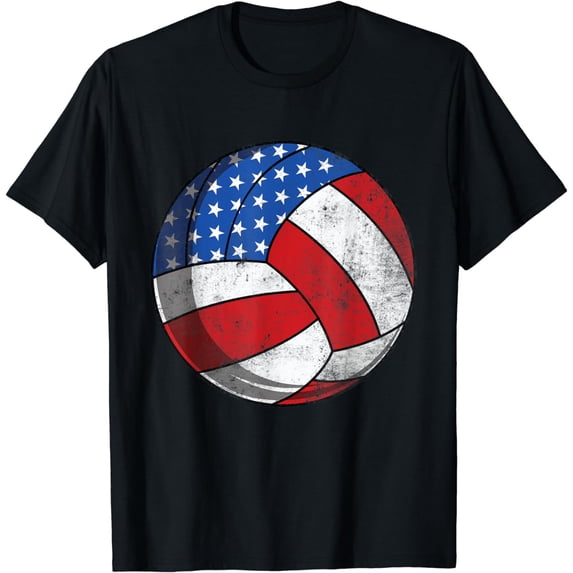 Volleyball 4th Of July American Flag Patriotic T-Shirt