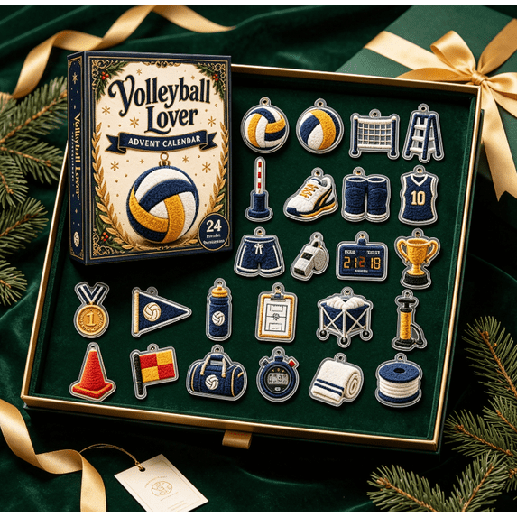 Volleyball Advent Calendar 2026 - 24-Day Christmas Festive Countdown, 2D Acrylic Charms Blind Box , 24‑Day Christmas Countdown Blind Box, Gift for Volleyball Sports Lovers