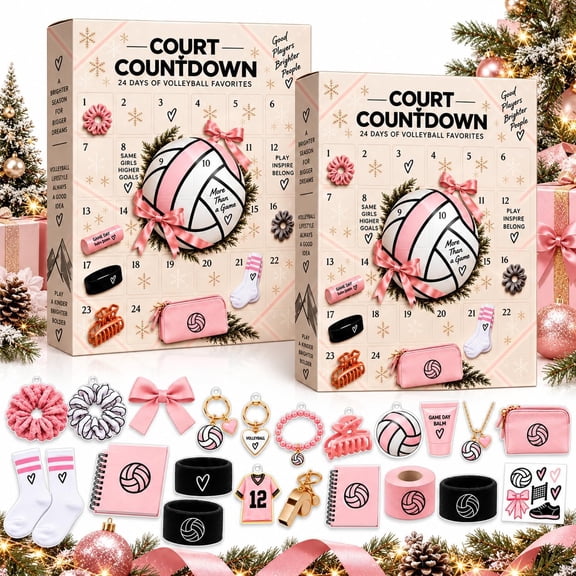 Volleyball Advent Calendar 2026, 24 Days of Game-Day Surprises, Christmas Countdown Calendar with Volleyball-Themed Accessories for Teen Girls, Young Players and Volleyball Fans