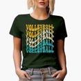 thumbnail image 1 of Volleyball, Athlete or Sports Themed, Groovy Retro Wavy Text Merch Gift, Military Green T-Shirt, XL, 1 of 5