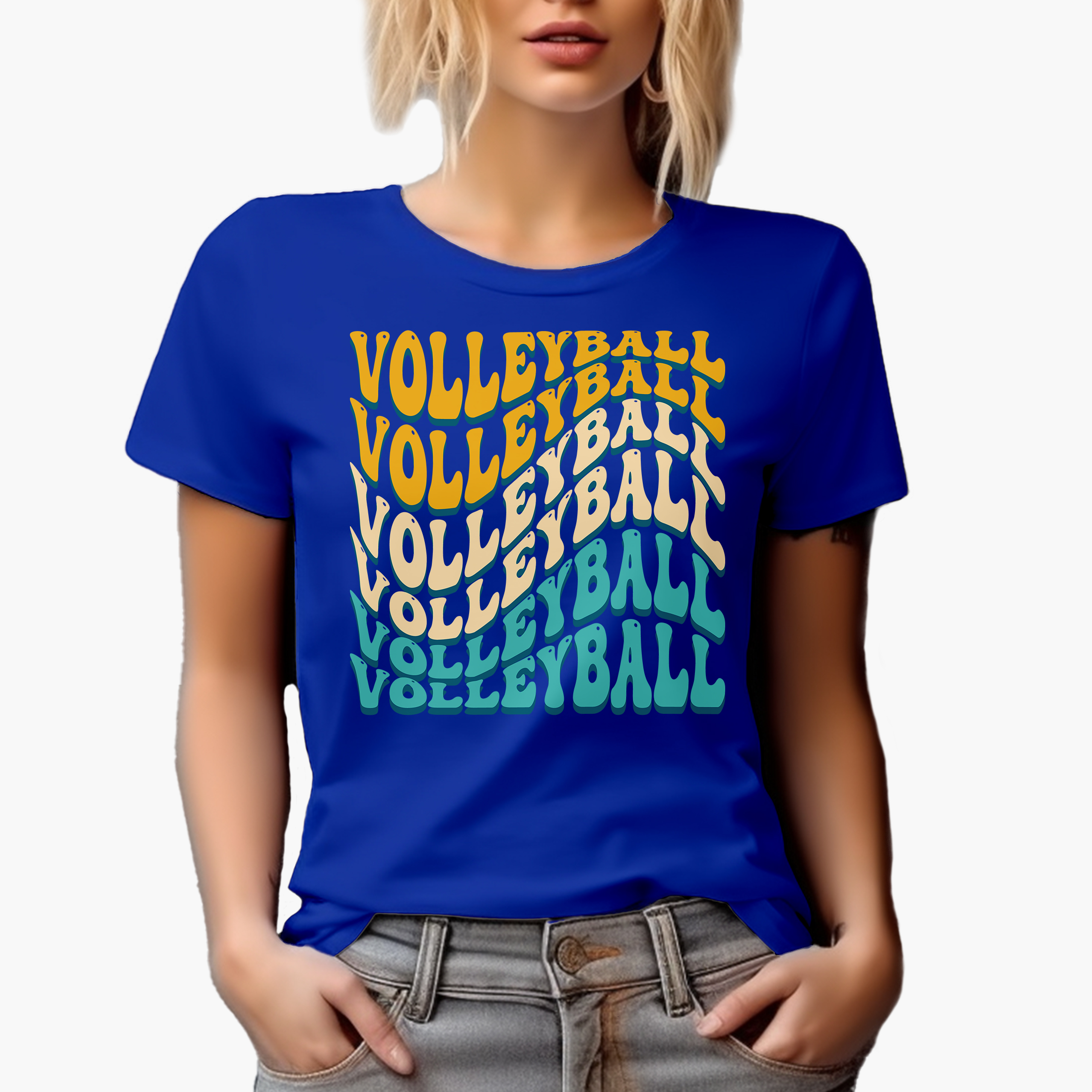 Volleyball, Athlete or Sports Themed, Groovy Retro Wavy Text Merch Gift