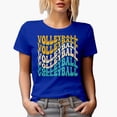 thumbnail image 1 of Volleyball, Athlete or Sports Themed, Groovy Retro Wavy Text Merch Gift, Royal Blue T-Shirt, Large, 1 of 5