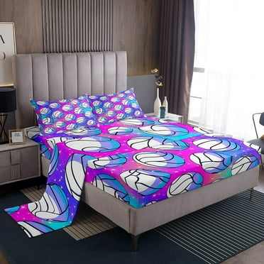 Volleyball Ball Full Bed Sheets Volleyball Games Sports Bedding Sets Purple Gradient Sheet Set Volleyball Player Sheet Set Black White Volleyball Fitted Sheet