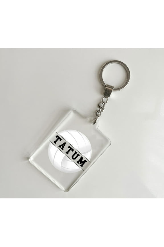 Volleyball Ball Sports Player Team Keychain Personalized Custom Name Free Engraved Key Chain Ring Clip on Bag Backpack Luggage, Perfect Gift