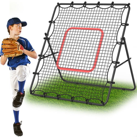Volleyball Baseball Rebounder Net, Adjustable Softball Rebounder Pitchback Net, 47.2×55.1In Multi-Sport Pitchback Trainer for Soccer Bumping, Spiking Skills Lacrosse Indoor Backyard Training