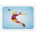 thumbnail image 1 of Volleyball Bath Mat, Colorful Abstract Woman Player in Polygonal Motifs Modern Sports, Plush Bathroom Decor Mat with Non Slip Backing, 29.5" X 17.5", Pale Blue and Multicolor, by Ambesonne, 1 of 2