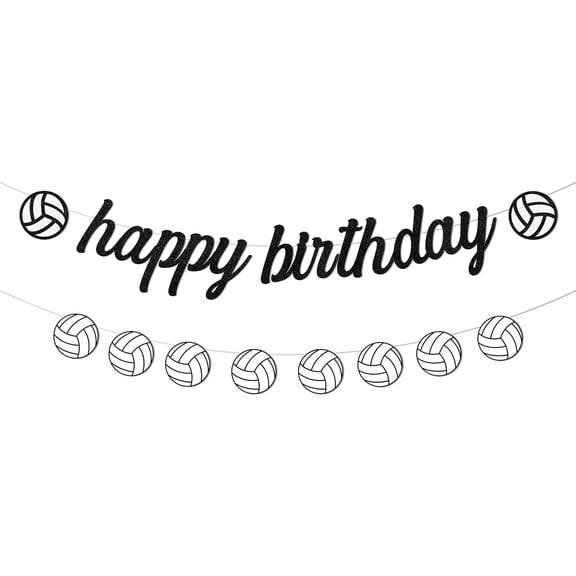 Volleyball Birthday Party Decorations, Volleyball Happy Birthday Banner, Volleyball Party Banner for Sports Themed Birthday Party Supplies
