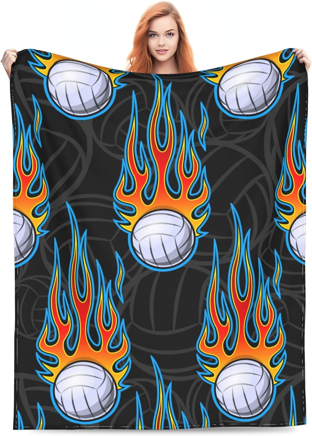 Volleyball Blanket Gifts for Teen Girls for Bedding Living Room Couch Soft Lightweight Warm Cozy Sport Flame Volleyballs Throw Blankets Christmas Valentine''s Day Decor 60X80in