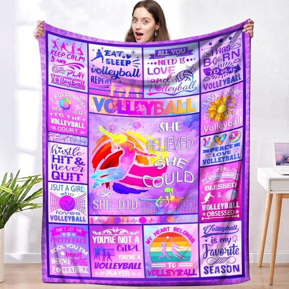 Volleyball Blanket Gifts for Girls Boys Team Ultra Soft Warm Flannel Volleyball Throw Blanket Volleyball Lovers Merch Stuff for Women Men 40"x50"