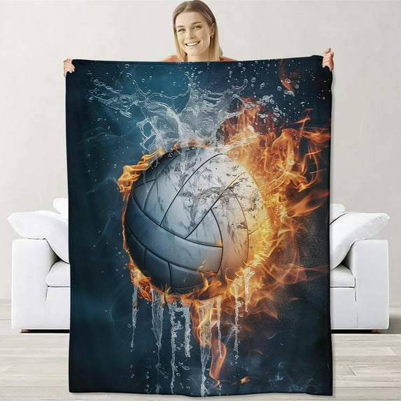 Volleyball Blanket for Girls Boys, Flannel Volleyball Blankets Gifts, Beach Volleyball Throw Blanket for Sofa Couch Bed Living Room Soft Warm Cozy Volleyball Decor 50" x 40"