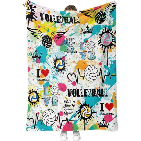 Volleyball Blanket Sports Gifts for Women Men Kids Teen Boys Girls Birthday Christmas Halloween Easter Dad Husband Son Team Player Teammates Throw Blanket 50"x60"
