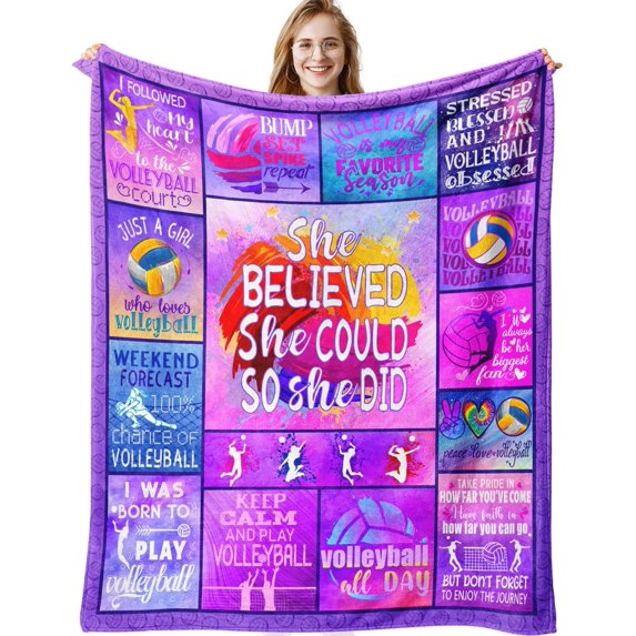 Volleyball Blanket, Volleyball Stuff, Volleyball Gifts for Girls Teen, Volleyball Accessories for Teen Girls, Volleyball Coach Gifts for Women, Volleyball Team Gifts Throw Blanket 50"X40"