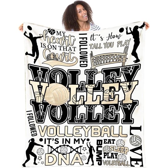 Volleyball Blanket for Teen Girls Cozy Throw Blanket Gift for Team Volleyball Gifts for Women for Bedroom Dorm Living Room Decor 60X50 Inches Volleyball Party