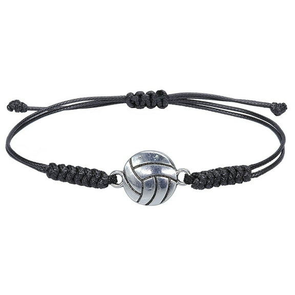 Volleyball Bracelet Adjustable Volleyball Charm Alloy Bracelet Boy Girl Teenager Gift Hand Woven String Olive Volleyball Sports Bracelet Team Player Party Popular