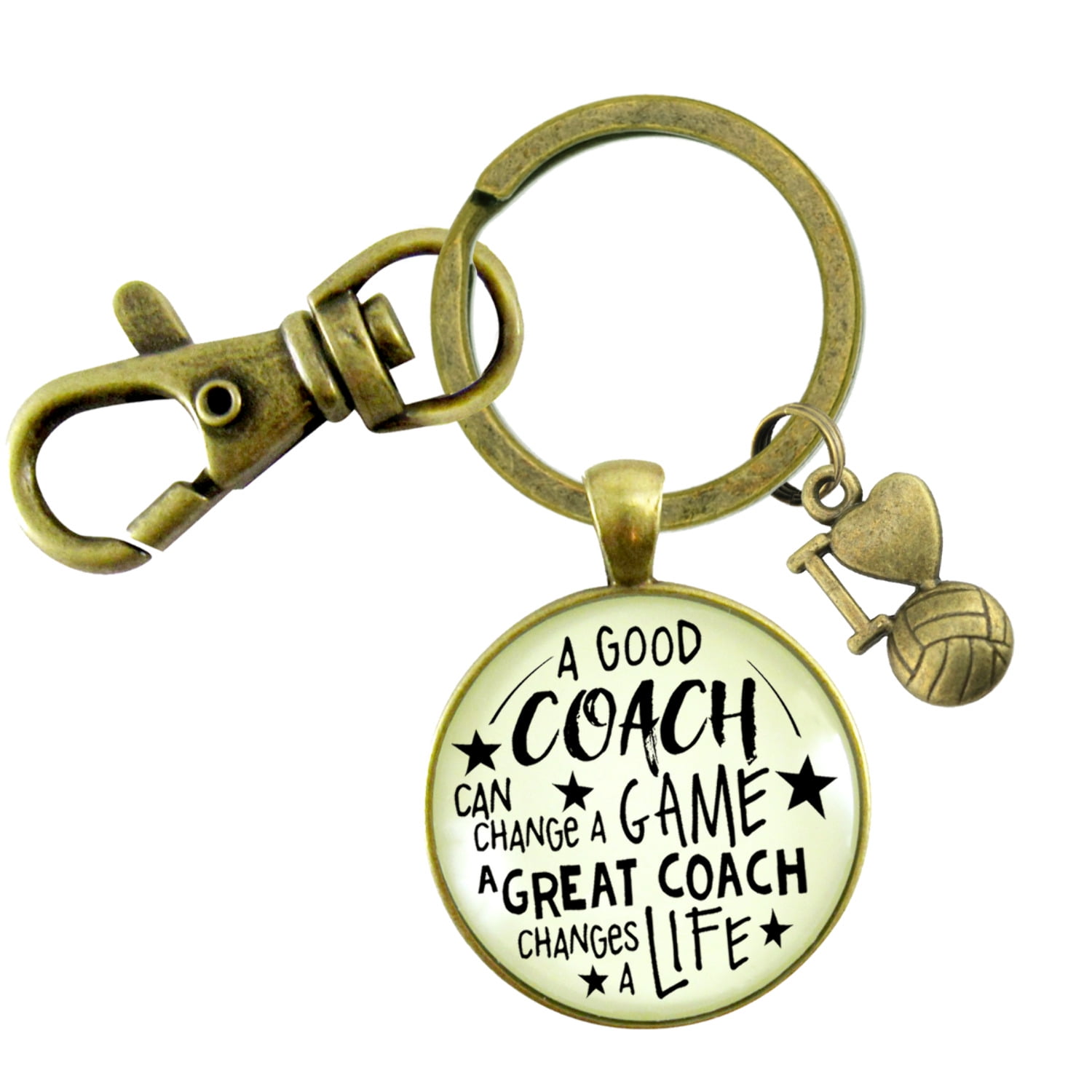 Volleyball Coaching Sport Gutsy Goodness Bronze Keychain Great Coach Changes Life Thank You Gift