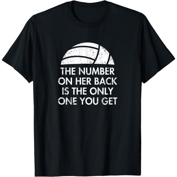 Volleyball Dad MoM Daughter Funny Back Number Design T-Shirt