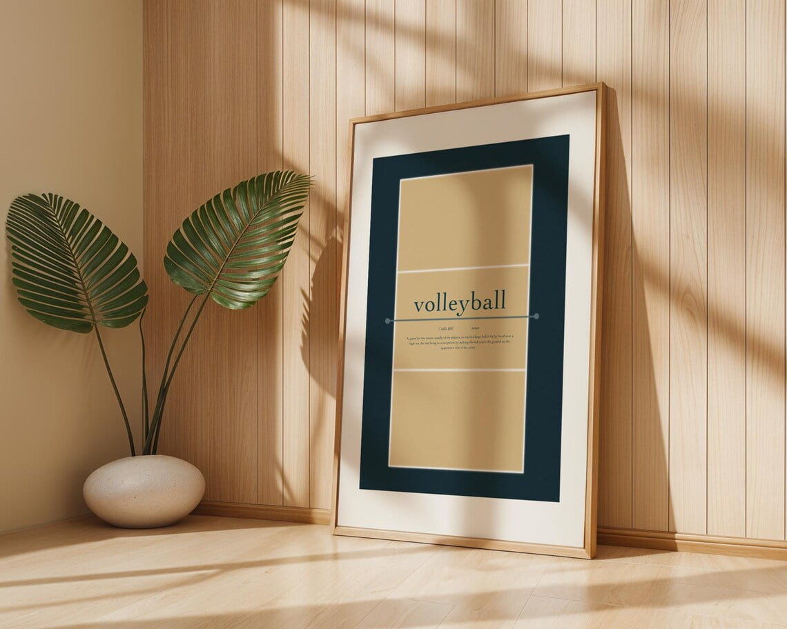 Volleyball Definition Poster - Minimalist Volleyball Court Wall Art ... - Minimalist Geometric Wall Decor For Volleyball Courts